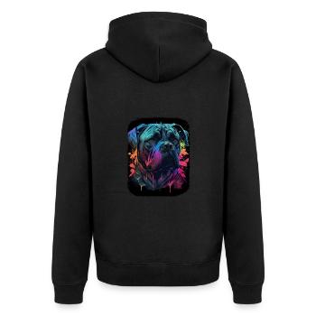Majestätische Cane Corso Porträts Kunst - Unisex Premium Bio Zip Hoodie - Schwarz - Hinten - Nico (187cm)