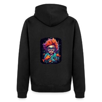 Astronaut Kunst Raumfahrt Fisch für - Unisex Premium Bio Zip Hoodie - Schwarz - Hinten - Nico (187cm)