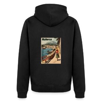 Vintage Mallorca Reise Spanien Insel - Unisex Premium Bio Zip Hoodie - Schwarz - Hinten - Nico (187cm)