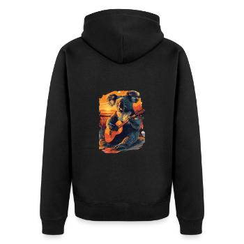 Koala spielt Gitarre für Musikliebhaber für einen - Unisex Premium Bio Zip Hoodie - Schwarz - Hinten - Nico (187cm)