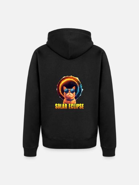Sonnenfinsternis Katze - Unisex Premium Bio Zip Hoodie - Schwarz