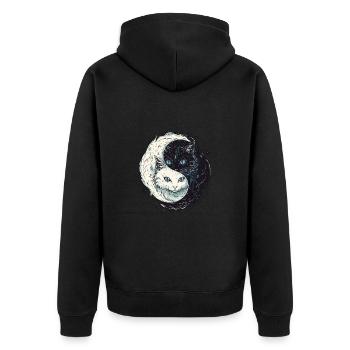 Yin Yang Katzen Katzenkunst für einen - Unisex Premium Bio Zip Hoodie - Schwarz - Hinten - Nico (187cm)