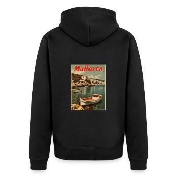 Vintage Mallorca Reise Spanien Insel - Unisex Premium Bio Zip Hoodie - Schwarz - Hinten - Nico (187cm)
