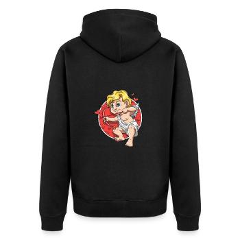 Süßer Amor Cartoon Valentinstag Liebe für - Unisex Premium Bio Zip Hoodie - Schwarz - Hinten - Nico (187cm)