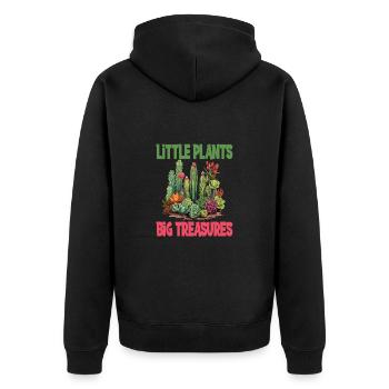 Little Plants Big Treasures - Unisex Premium Bio Zip Hoodie - Schwarz - Hinten - Nico (187cm)