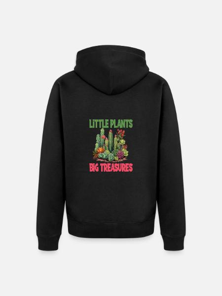 Little Plants Big Treasures - Unisex Premium Bio Zip Hoodie - Schwarz