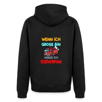 Wenn Ich Gross Bin Werde Ich Feuerwehrmann - Unisex Premium Bio Zip Hoodie - Schwarz - Hinten - Nico (187cm)