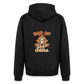 Dad of Two Sons Löwe Familie für einen Vater, - Unisex Premium Bio Zip Hoodie - Schwarz - Hinten - Nico (187cm)