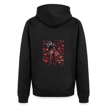 Cane Corso Hund mit Herzen für Cane Corso - Unisex Premium Bio Zip Hoodie - Schwarz - Hinten - Nico (187cm)