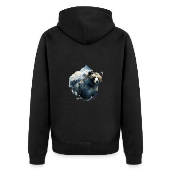 Wald Bär Natur Wildlife Kunst Berg Tier - Unisex Premium Bio Zip Hoodie - Schwarz - Hinten - Nico (187cm)