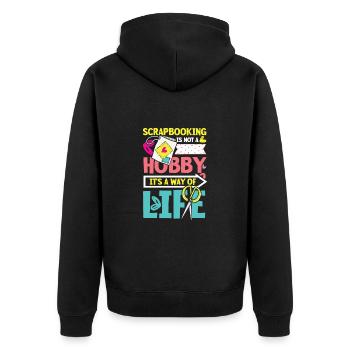 Scrapbooking Is Not A Hobby It's A Way Of Life - Unisex Premium Bio Zip Hoodie - Schwarz - Hinten - Nico (187cm)