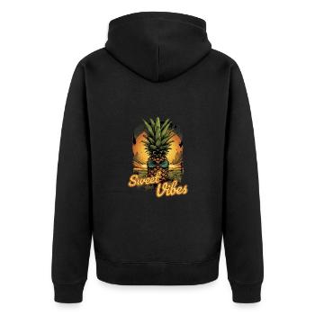 Ananas-Sonnenbrille Obst Retro-Stil für - Unisex Premium Bio Zip Hoodie - Schwarz - Hinten - Nico (187cm)
