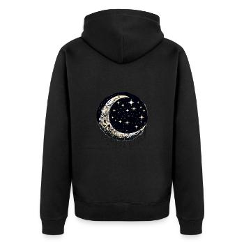 Himmlischer Mond Raum Sternenhimmel Nacht Himmel - Unisex Premium Bio Zip Hoodie - Schwarz - Hinten - Nico (187cm)