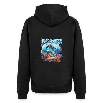 Taucher und Unterwasserfan für einen Fuchs Fan - Unisex Premium Bio Zip Hoodie - Schwarz - Hinten - Nico (187cm)