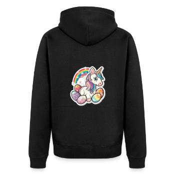 Einhorn Ostern für Kinder Regenbogen und Eier für - Unisex Premium Bio Zip Hoodie - Schwarz - Hinten - Nico (187cm)