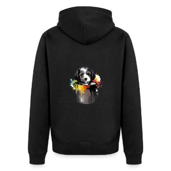 Niedlicher Hund Farbeimer für einen Hundebesitzer - Unisex Premium Bio Zip Hoodie - Schwarz - Hinten - Nico (187cm)