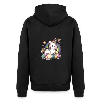 Einhorn Ostern für Kinder Regenbogen und Eier für - Unisex Premium Bio Zip Hoodie - Schwarz - Hinten - Nico (187cm)