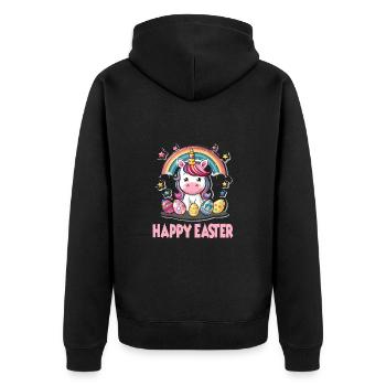 Einhorn Ostern für Kinder Regenbogen und Eier für - Unisex Premium Bio Zip Hoodie - Schwarz - Hinten - Nico (187cm)