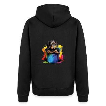 Dackel Hund für einen Hundebesitzer Dackel - Unisex Premium Bio Zip Hoodie - Schwarz - Hinten - Nico (187cm)
