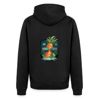 Funky Karotte mit Sonnenbrille Strandgemüse - Unisex Premium Bio Zip Hoodie - Schwarz - Hinten - Nico (187cm)
