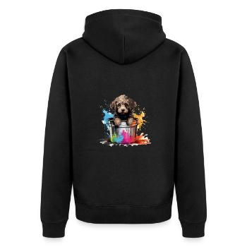 Niedlicher Pudel Hund Farbeimer - Unisex Premium Bio Zip Hoodie - Schwarz - Hinten - Nico (187cm)