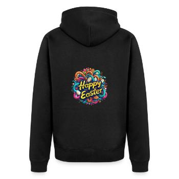 Frohe Ostern Bunte Eierjagd Osterkorb für Kinder - Unisex Premium Bio Zip Hoodie - Schwarz - Hinten - Nico (187cm)