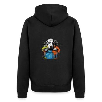 Dalmatiner Niedlicher Hund Farbeimer - Unisex Premium Bio Zip Hoodie - Schwarz - Hinten - Nico (187cm)