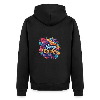 Frohe Ostern Bunte Eierjagd Osterkorb für Kinder - Unisex Premium Bio Zip Hoodie - Schwarz - Hinten - Nico (187cm)