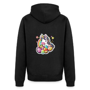 Einhorn Ostern für Kinder Regenbogen und Eier für - Unisex Premium Bio Zip Hoodie - Schwarz - Hinten - Nico (187cm)