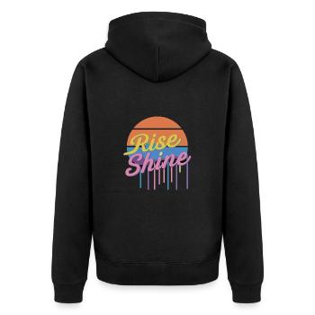 Retro Sunrise Rise and Shine Vintage für - Unisex Premium Bio Zip Hoodie - Schwarz - Hinten - Nico (187cm)