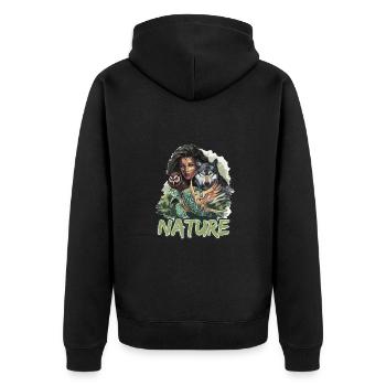 Natur Wolf Eule Schildkröte Frau für - Unisex Premium Bio Zip Hoodie - Schwarz - Hinten - Nico (187cm)