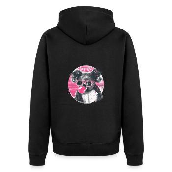 Koala mit Sonnenbrille Bubblegum für einen - Unisex Premium Bio Zip Hoodie - Schwarz - Hinten - Nico (187cm)