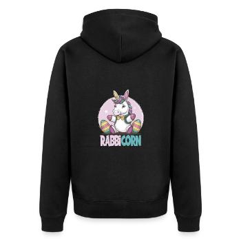 Niedliches Rabbicorn Einhorn Ostern für Kinder - Unisex Premium Bio Zip Hoodie - Schwarz - Hinten - Nico (187cm)