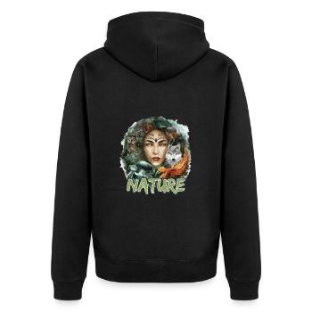 Natur Wolf Eule Schildkröte Frau für - Unisex Premium Bio Zip Hoodie - Schwarz - Hinten - Nico (187cm)