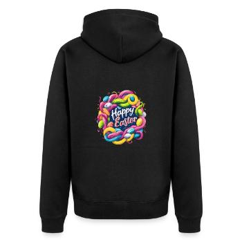 Frohe Ostern Bunte Eierjagd Osterkorb für Kinder - Unisex Premium Bio Zip Hoodie - Schwarz - Hinten - Nico (187cm)