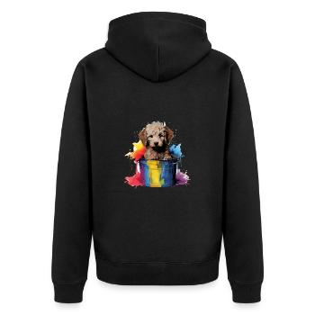 Niedlicher Pudel Hund Farbeimer - Unisex Premium Bio Zip Hoodie - Schwarz - Hinten - Nico (187cm)