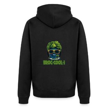 Summer Vibes Cooler Brokkoli mit Sonnenbrille - Unisex Premium Bio Zip Hoodie - Schwarz - Hinten - Nico (187cm)