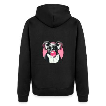 Koala mit Sonnenbrille Bubblegum für einen - Unisex Premium Bio Zip Hoodie - Schwarz - Hinten - Nico (187cm)