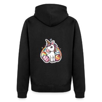 Einhorn Ostern für Kinder Regenbogen und Eier für - Unisex Premium Bio Zip Hoodie - Schwarz - Hinten - Nico (187cm)