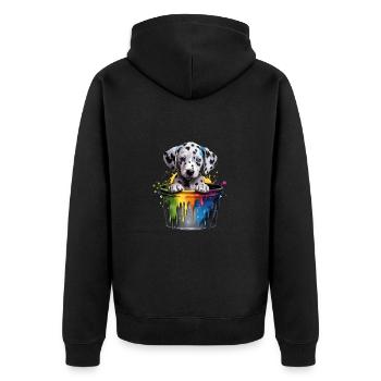 Dalmatiner Niedlicher Hund Farbeimer - Unisex Premium Bio Zip Hoodie - Schwarz - Hinten - Nico (187cm)