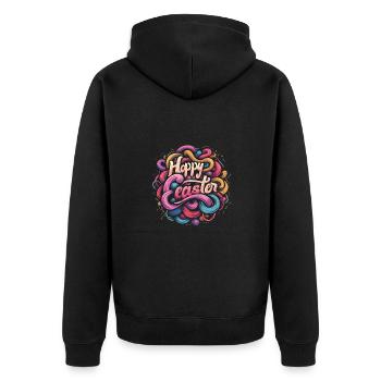 Frohe Ostern Bunte Eierjagd Osterkorb für Kinder - Unisex Premium Bio Zip Hoodie - Schwarz - Hinten - Nico (187cm)