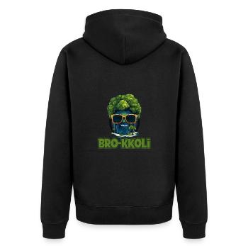 Lustiges Brokkoli mit Sonnenbrille für einen - Unisex Premium Bio Zip Hoodie - Schwarz - Hinten - Nico (187cm)