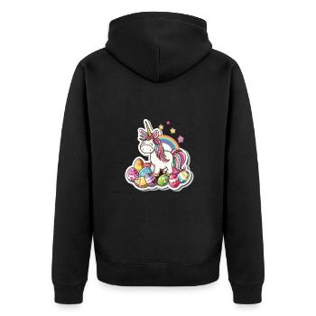 Einhorn Ostern für Kinder Regenbogen und Eier für - Unisex Premium Bio Zip Hoodie - Schwarz - Hinten - Nico (187cm)