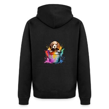 English Cocker Spaniel Niedlicher Hund Farbeimer - Unisex Premium Bio Zip Hoodie - Schwarz - Hinten - Nico (187cm)