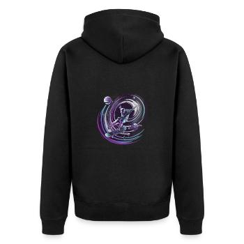 Kosmischer Skateboarder Weltraum gleitet für - Unisex Premium Bio Zip Hoodie - Schwarz - Hinten - Nico (187cm)