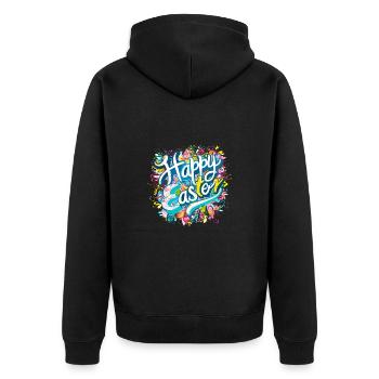 Frohe Ostern Bunte Eierjagd Osterkorb für Kinder - Unisex Premium Bio Zip Hoodie - Schwarz - Hinten - Nico (187cm)