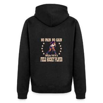 Frauen Feldhockey Feldhockeyspielerin - Unisex Premium Bio Zip Hoodie - Schwarz - Hinten - Nico (187cm)