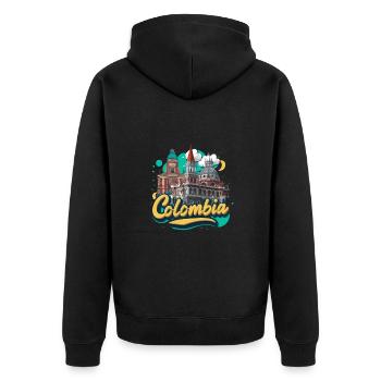Kolumbien Stadtbild mit künstlerischem Skyline - Unisex Premium Bio Zip Hoodie - Schwarz - Hinten - Nico (187cm)