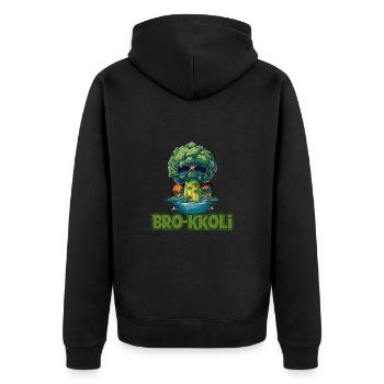 Lustiges Brokkoli mit Sonnenbrille für einen - Unisex Premium Bio Zip Hoodie - Schwarz - Hinten - Nico (187cm)