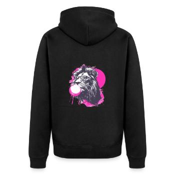 Löwe mit Sonnenbrille Bubblegum für einen - Unisex Premium Bio Zip Hoodie - Schwarz - Hinten - Nico (187cm)